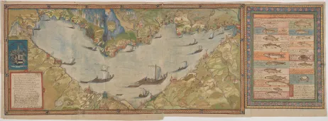 Jean Du Villard, Carte manuscrite du lac Léman accompagnée de la description de poissons