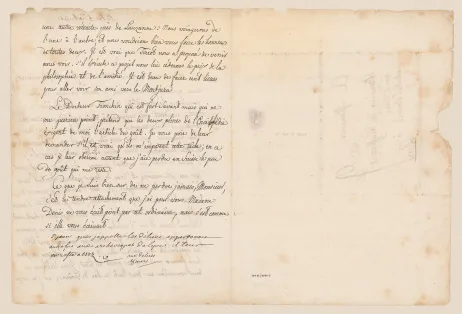 Voltaire. Lettre signée à Jean-Louis-Vincent Capperonnier de Gauffecourt.